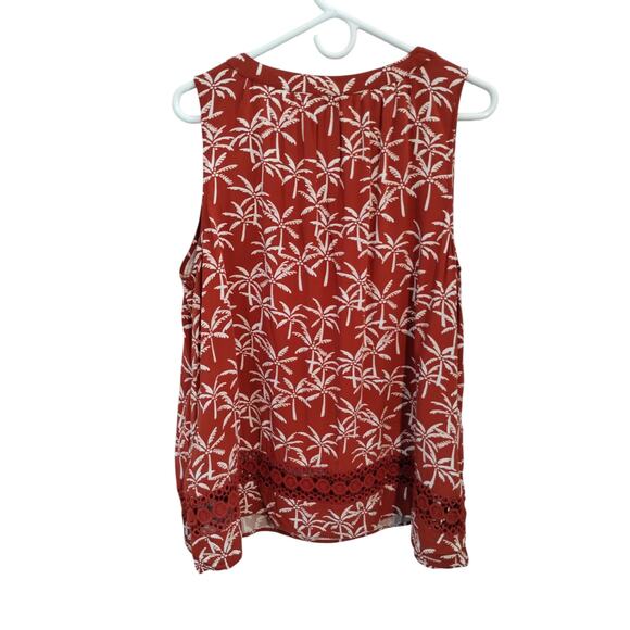 Crown & Ivy Women's XXL Tropical Sleeveless Resortwear Summer Crochet Palms Top - Picture 8 of 11